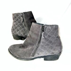White Mountain Jodi Quilted Suede Ankle Boots Gray Side Zip Women's 8W
